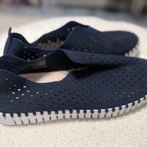 Ilse Jacobsen Dark Blue Perforated Slip-Ons